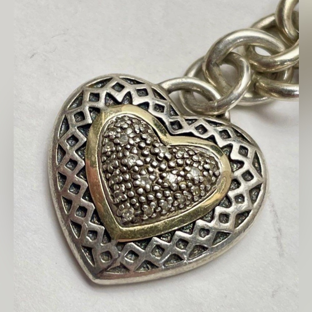 T&C 14K & Sterling Silver Heart Pendant w/Heavy Chain Lot#195 - Picture 7 of 7